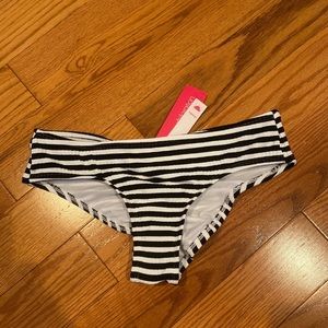 Xhilaration Cheeky Ribbed Black and White Striped Bikini Bottom